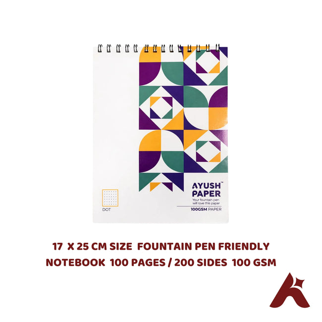 17  X 25 CM SIZE  FOUNTAIN PEN FRIENDLY NOTEBOOK  100 PAGES / 200 SIDES  100 GSM