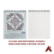 8 X 8 SIZE  GRID SKETCHBOOK  30 PAGES / SINGLE SIDES GRIDS  6 MM GRID  200 GSM
