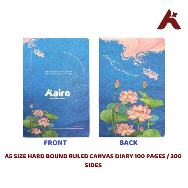 A5 SIZE HARD BOUND RULED CANVAS DIARY NOTEBOOK 100 PAGES / 200 SIDES