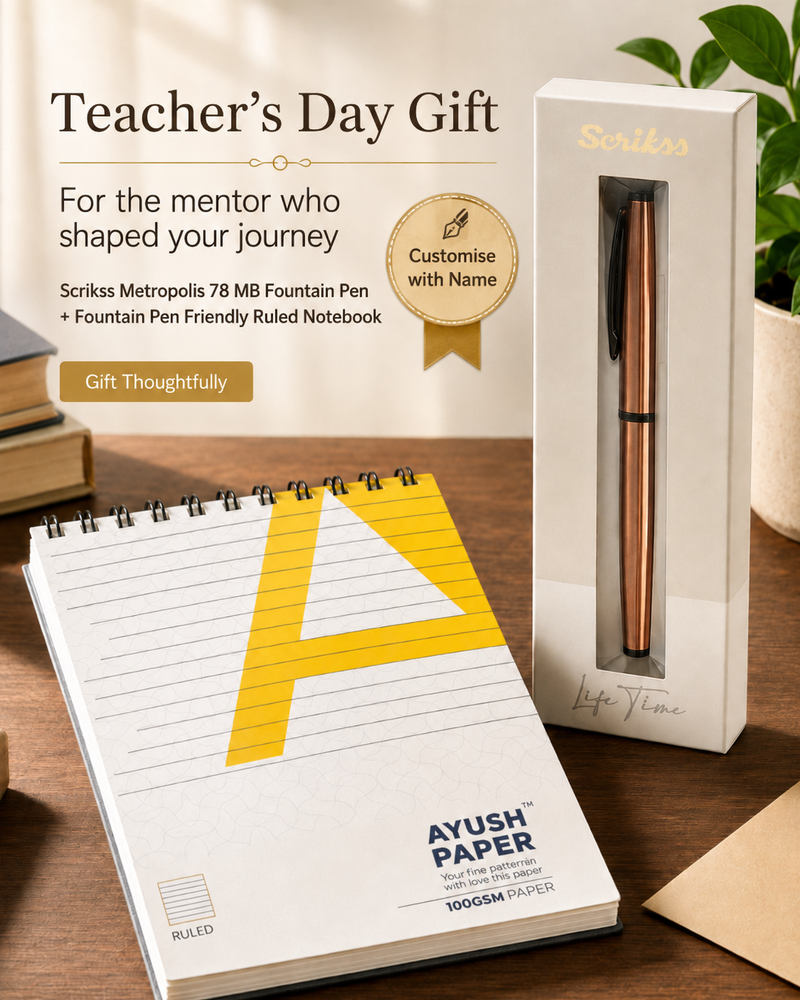 Teacher’s Day Gift Combo | Personalised Scrikss Fountain Pen & Notebook