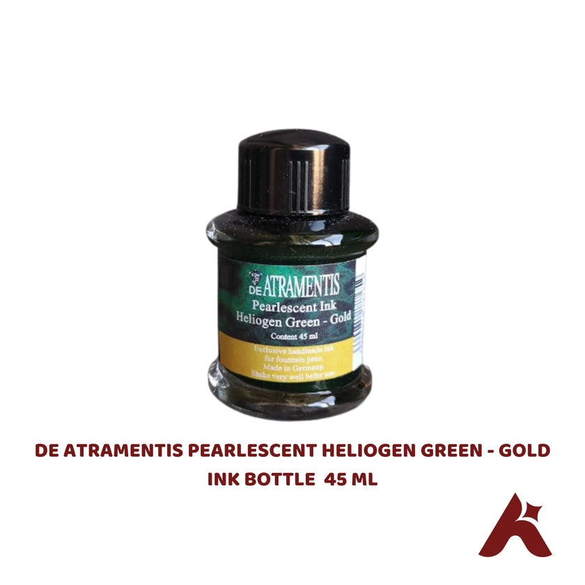 DE ATRAMENTIS PEARLESCENT HELIOGEN GREEN - GOLD FOUNTAIN PEN INK BOTTLE  45 ML