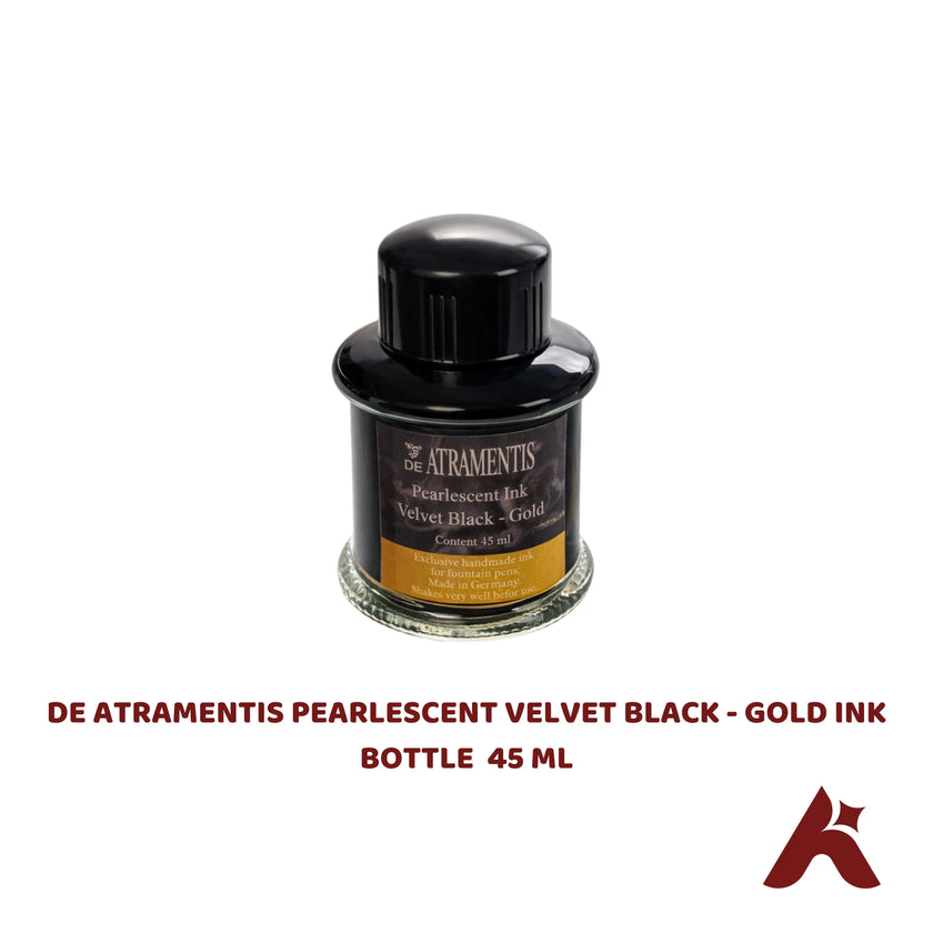 DE ATRAMENTIS PEARLESCENT VELVET BLACK - GOLD FOUNTAIN PEN INK BOTTLE  45 ML
