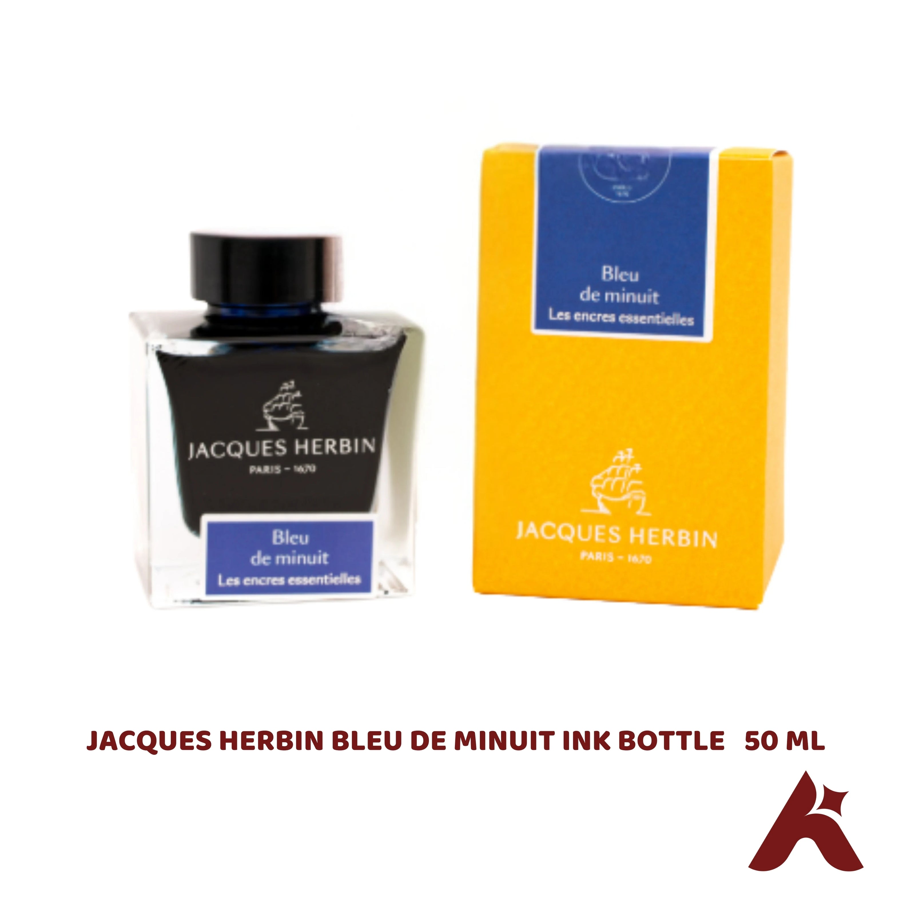JACQUES HERBIN BLEU DE MINUIT FOUNTAIN PEN INK BOTTLE  50 ML