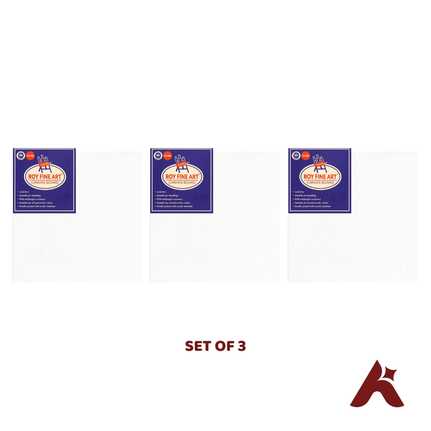 ROY Fine Art Canvas Board 7 × 7 Inch (17.78 × 17.78 cm) – Set of 3