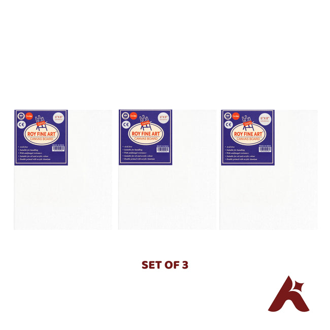 ROY Fine Art Canvas Board 6×8 Inch (15.2×20.3 cm) – Set of 3