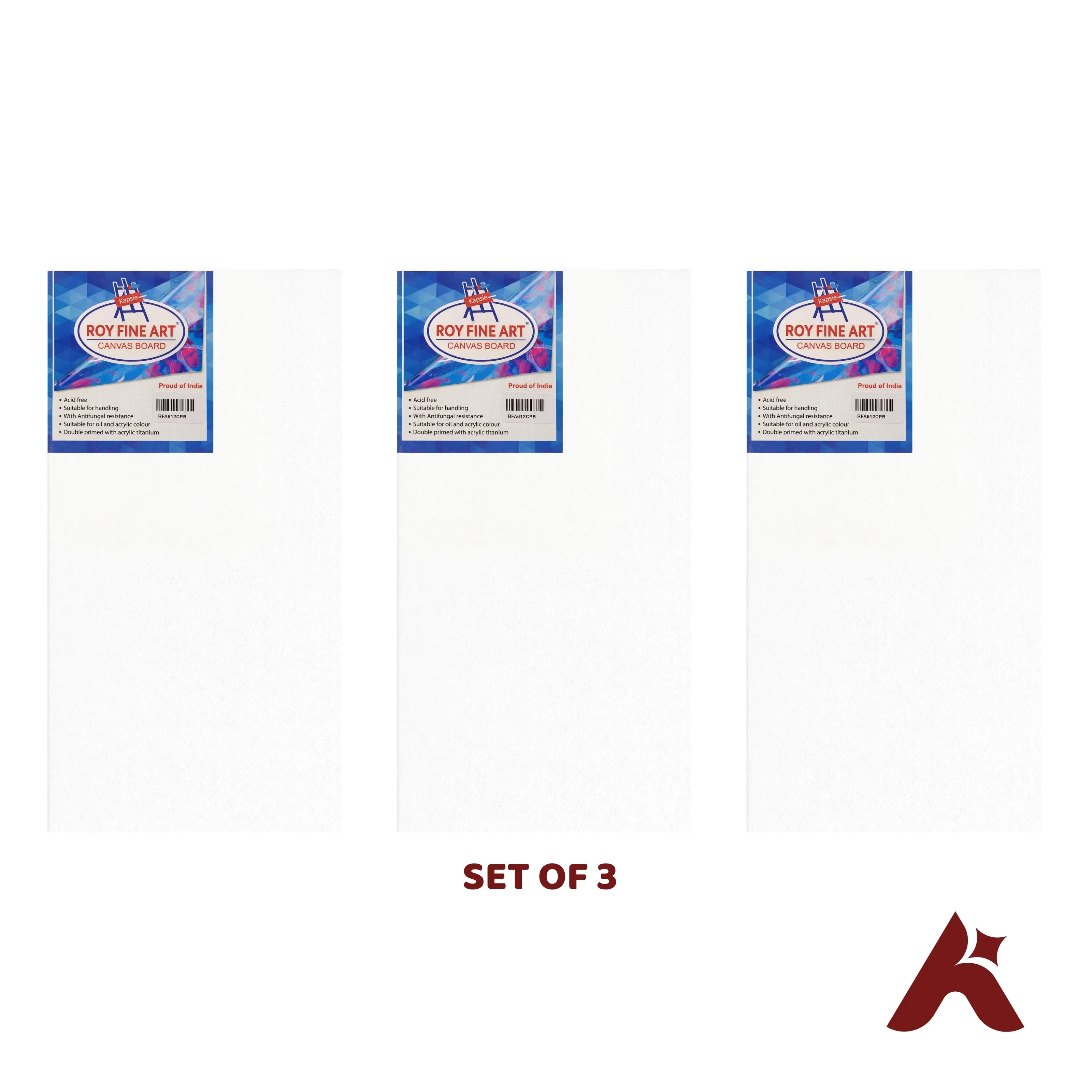 ROY Fine Art Canvas Board 6×12 Inch (15.24 × 30.48 cm) – Set of 3