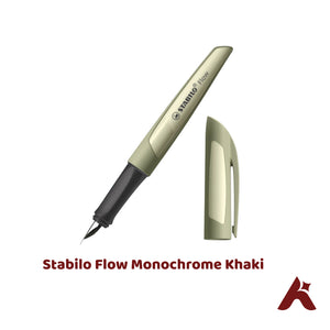 Stabilo Flow Monochrome Khaki Fountain Pen | Includes Cartridge & Converter)