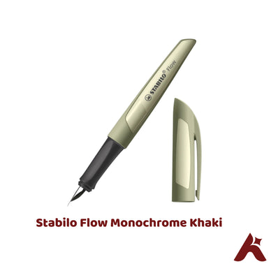 Stabilo Flow Monochrome Khaki Fountain Pen | Includes Cartridge & Converter)