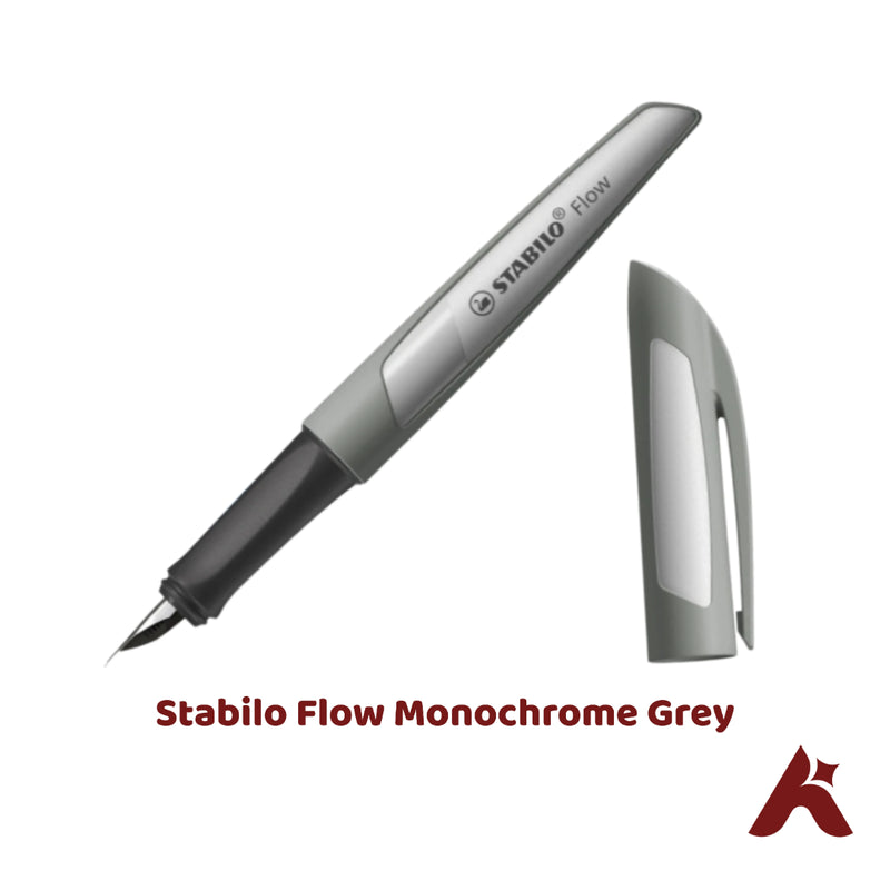 Stabilo Flow Monochrome Grey Fountain Pen | Includes Cartridge & Converter